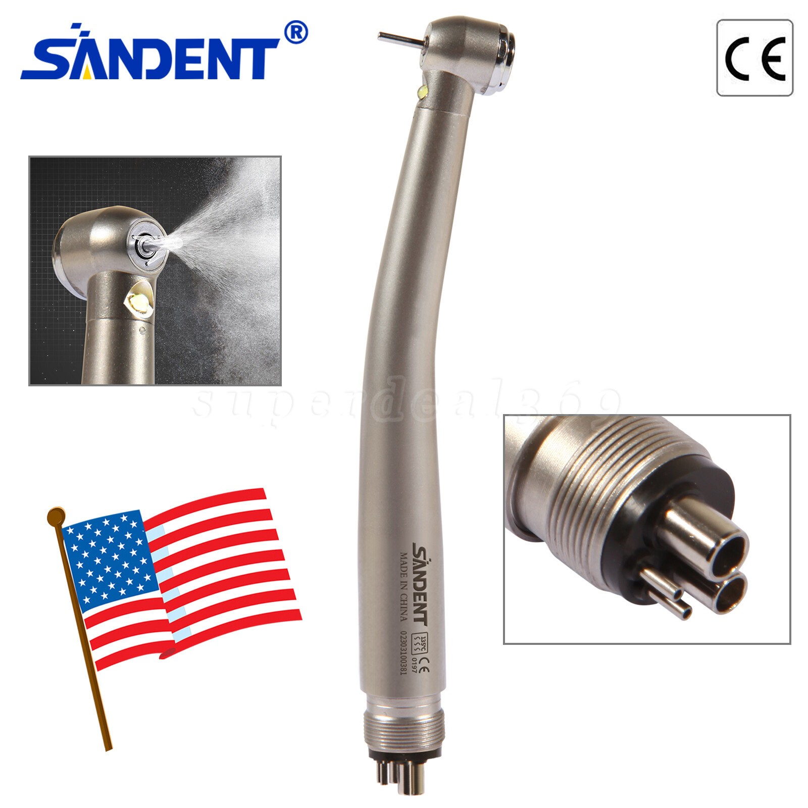 NSK Style Dental Fiber Optic LED E-generator High Speed Handpiece Turbine 4Holes