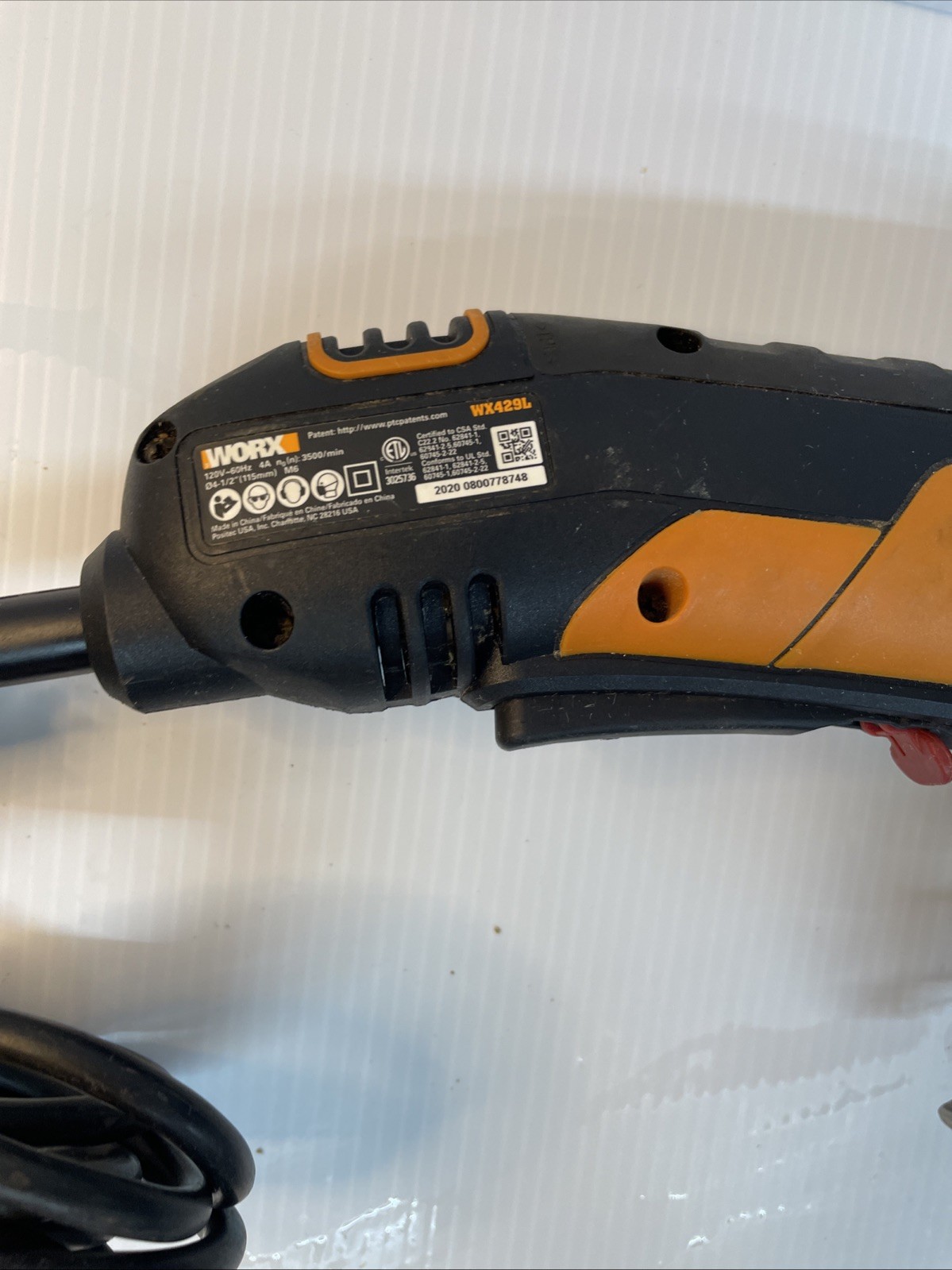 WORX WX429L 4A Angle Grinder 4-1/2” 120V 3500 RPM Corded Electric Power Tool