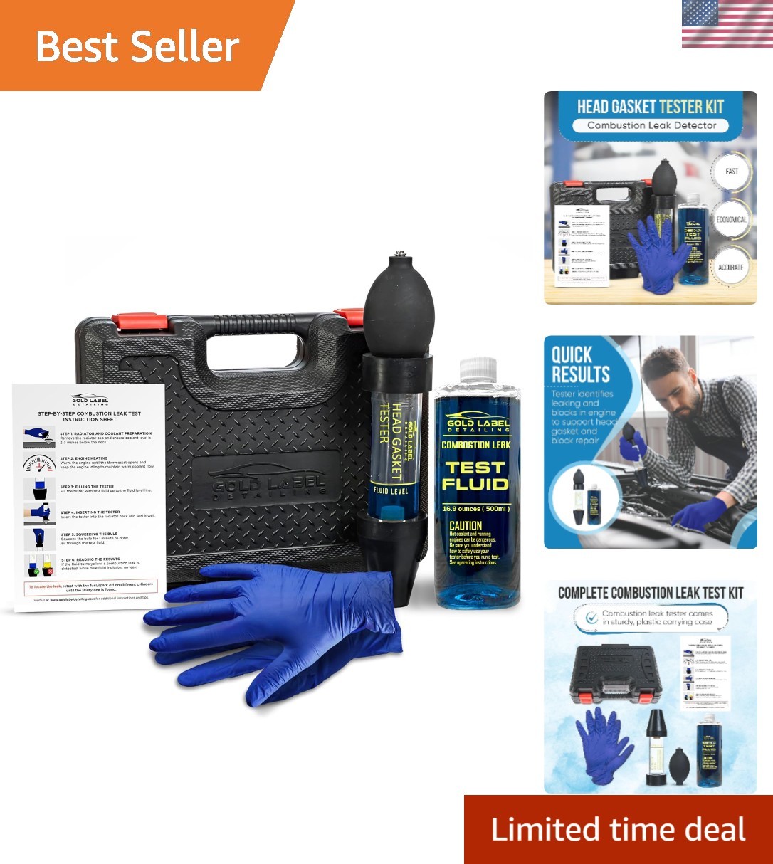 Combustion Leak Detector Kit – 100+ Tests Automotive Engine Block and Head Ga…
