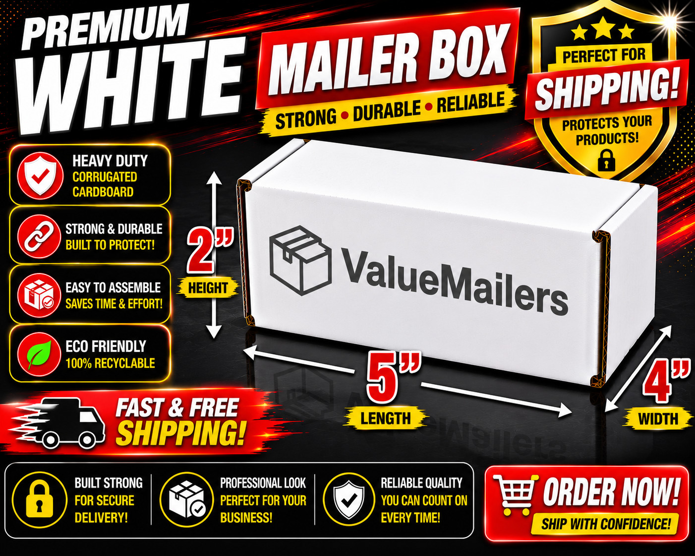 5x4x2 White Corrugated Shipping Mailers Packing Box Boxes Folding 100 To 1000