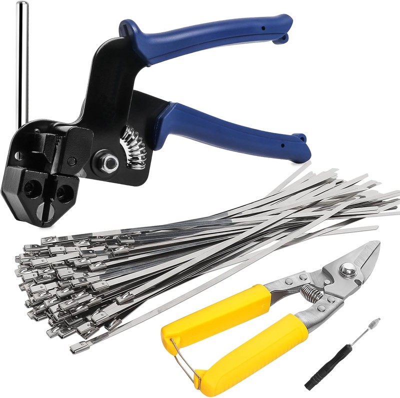 Stainless Steel Cable Tie Gun Set – Heavy Duty Metal Zip Tie Tool Kit with 150PC