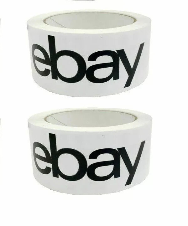 2 Rolls eBay Branded Shipping Tape With BLACK Logo – 2″ x 75 Yards New