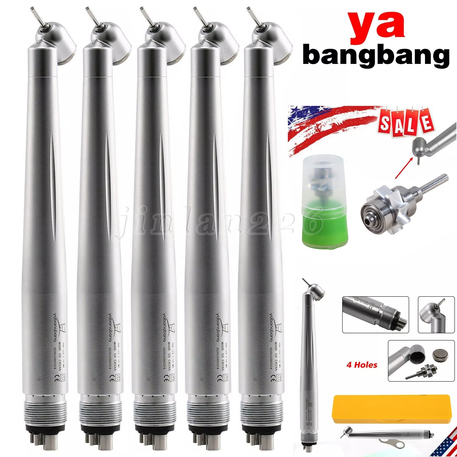 5 NSK PANA MAX Type Dental 45 Degree Surgical Handpiece High Speed Turbine 4Hole
