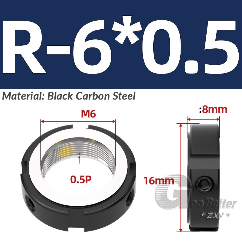 Select M6 – M200 R Type Precision Ball Screw Rod Locknut Retaining Castle Nut