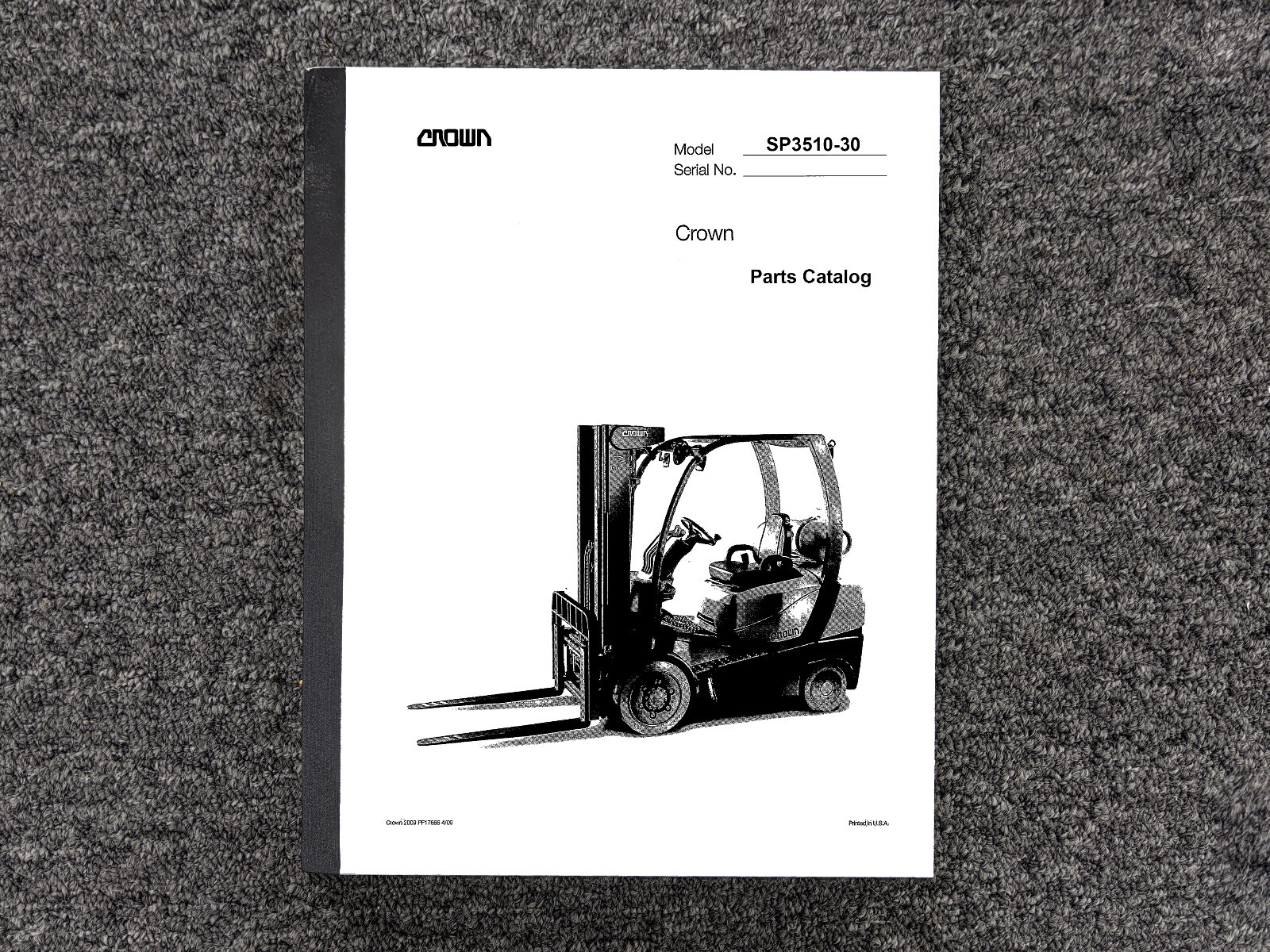 Crown SP3510-30 Stock Picker Forklift Parts Catalog Manual