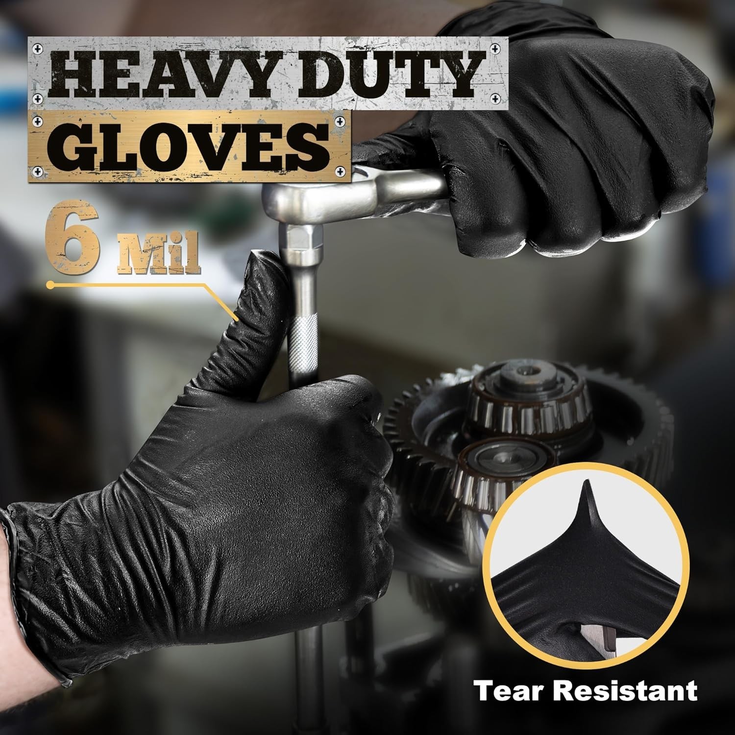 Durable Large Black Nitrile Gloves, 6 Mil, Waste-Free & Ambidextrous – 1000ct