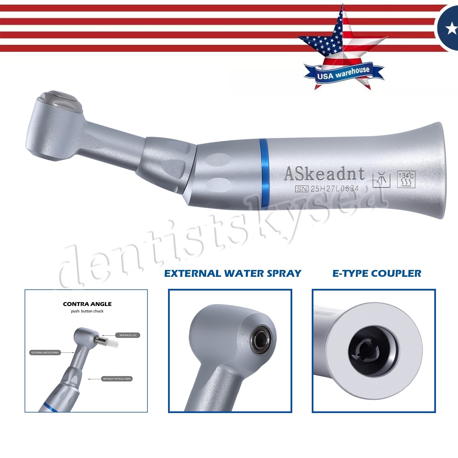 NSK Style Dental Slow Low Speed Contra Angle Handpiece Latch E-Type Attach YP