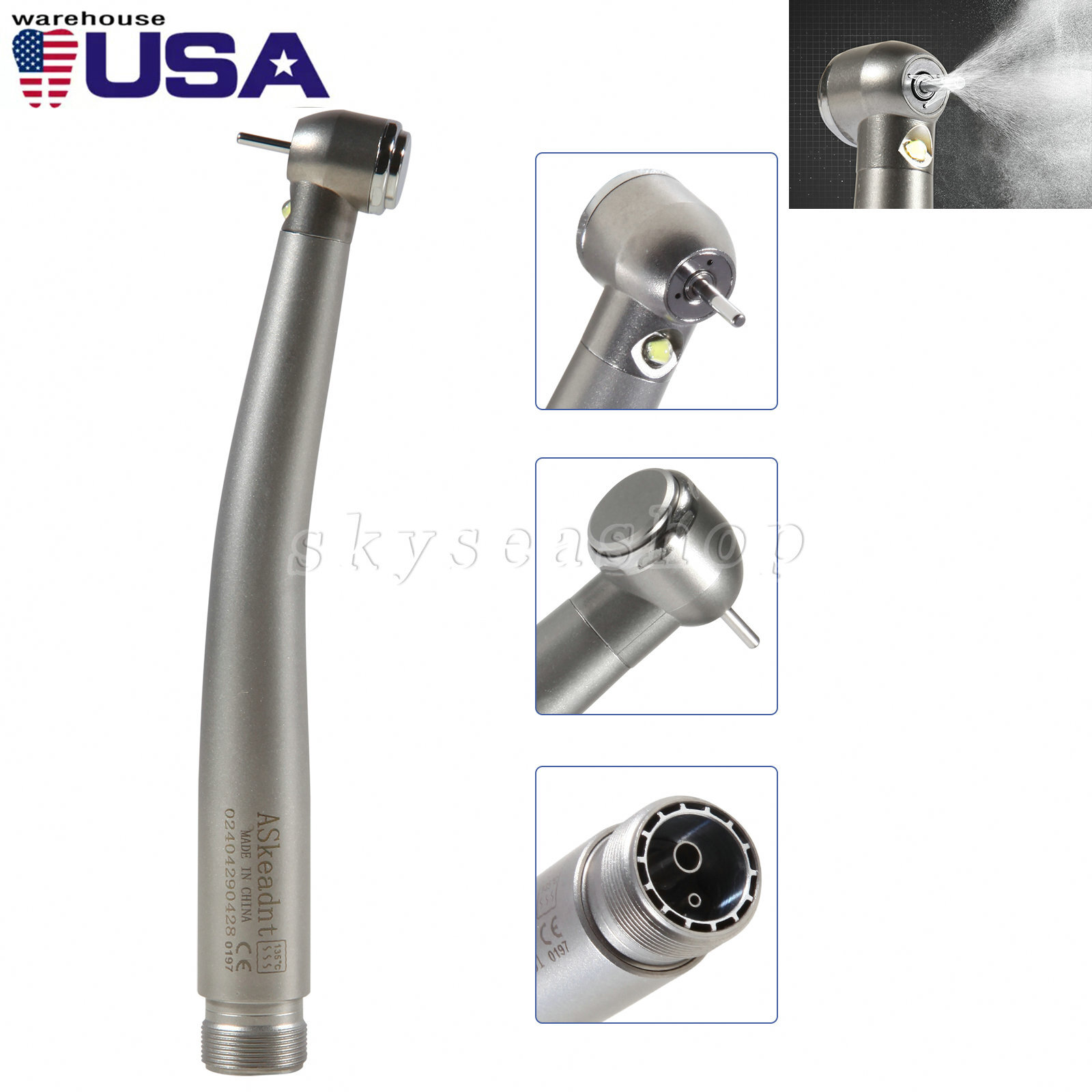 Dental High Speed Handpiece E-generator LED Fiber Optic Push 2 Hole 2-H Borden