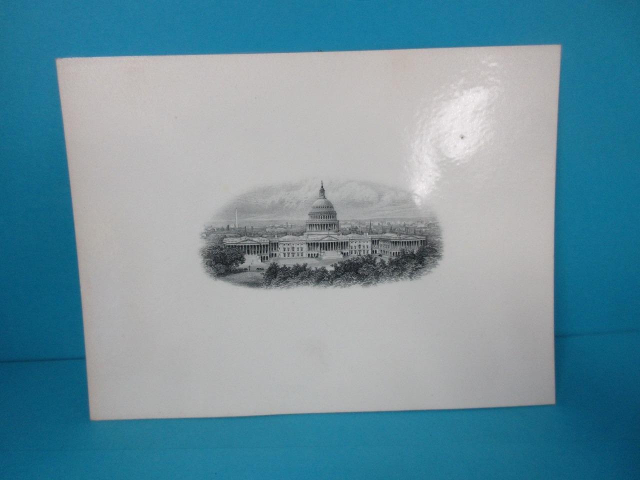 ANTIQUE BANKNOTE PROOF ENGRAVING ART PLATES UNITED STATES CAPITAL BUILDING RARE
