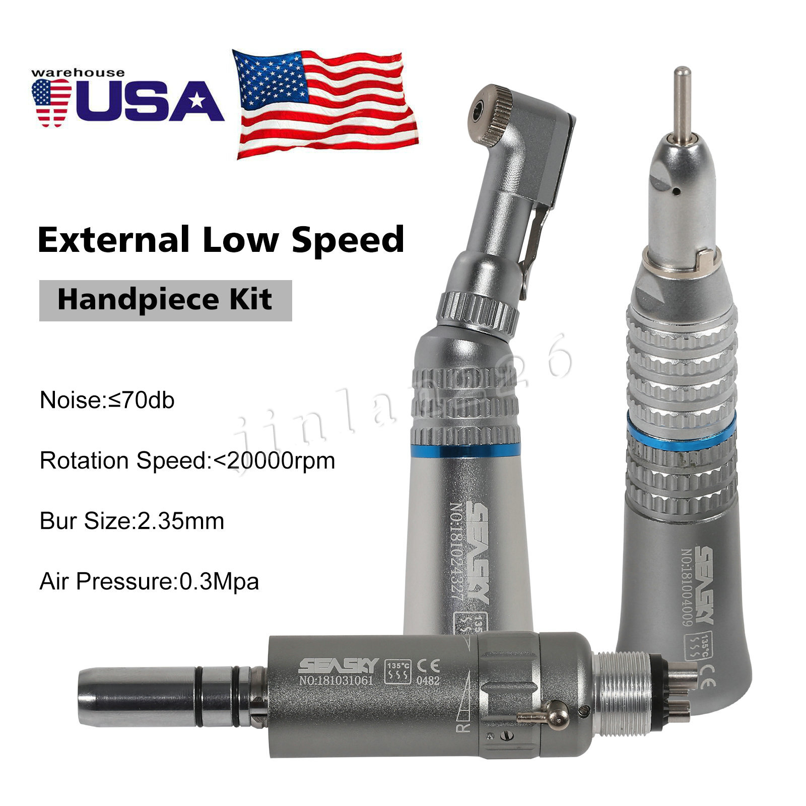 Dental Low Slow Speed Handpiece E-type Contra Angle Micro Air Motor 2/4 Hole 1:1