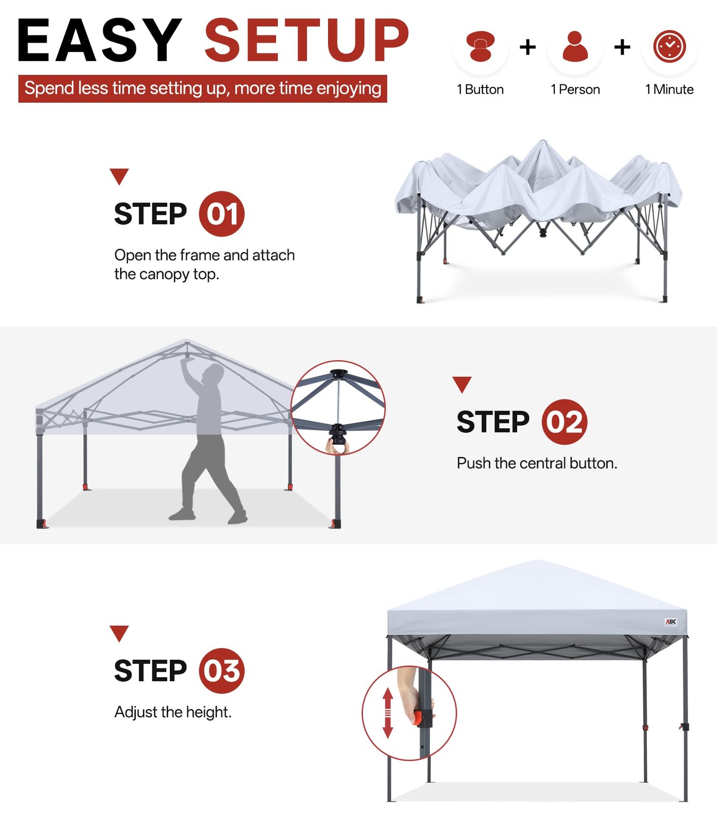Abccanopy 10X10 Pop Up Canopy Tent Easy Setup Instant Shelter Wheeled Bag Heavy