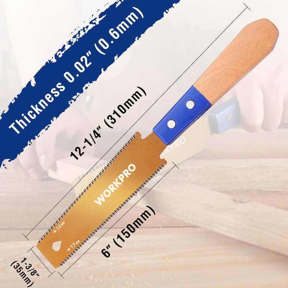 WORKPRO 6″ Japanese Pull Saw Double-Edged Hand Saw 14&17 TPI SK5 Flexible Blades