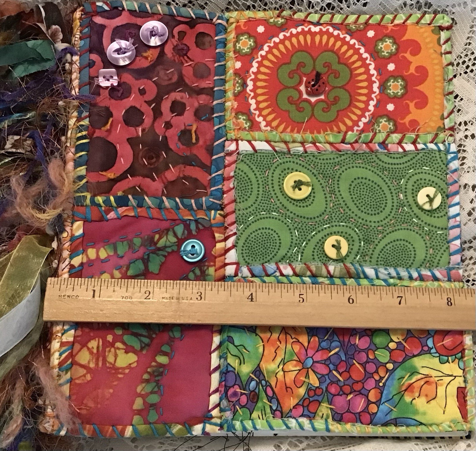 Handmade Art Journal Sketchbook Watercolor Paper Fabric Cover 8×9 OOAK