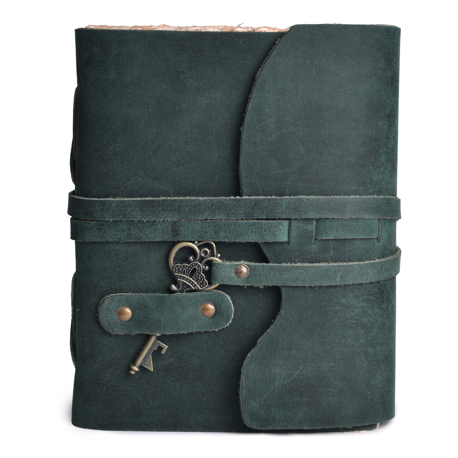 Vintage Leather Journal Key Handmade Notebook Sketchbook Deckle Edge Paper