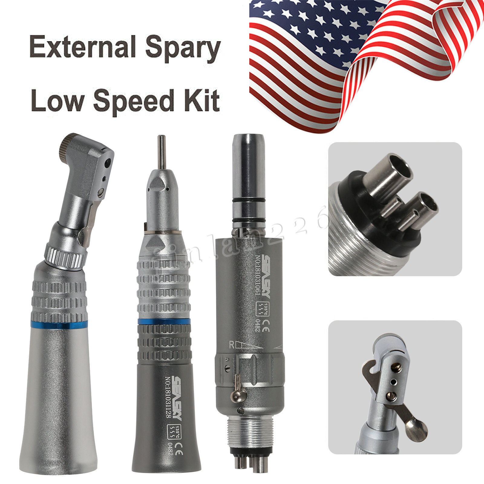Dental Low Slow Speed Handpiece E-type Contra Angle Micro Air Motor 2/4 Hole 1:1