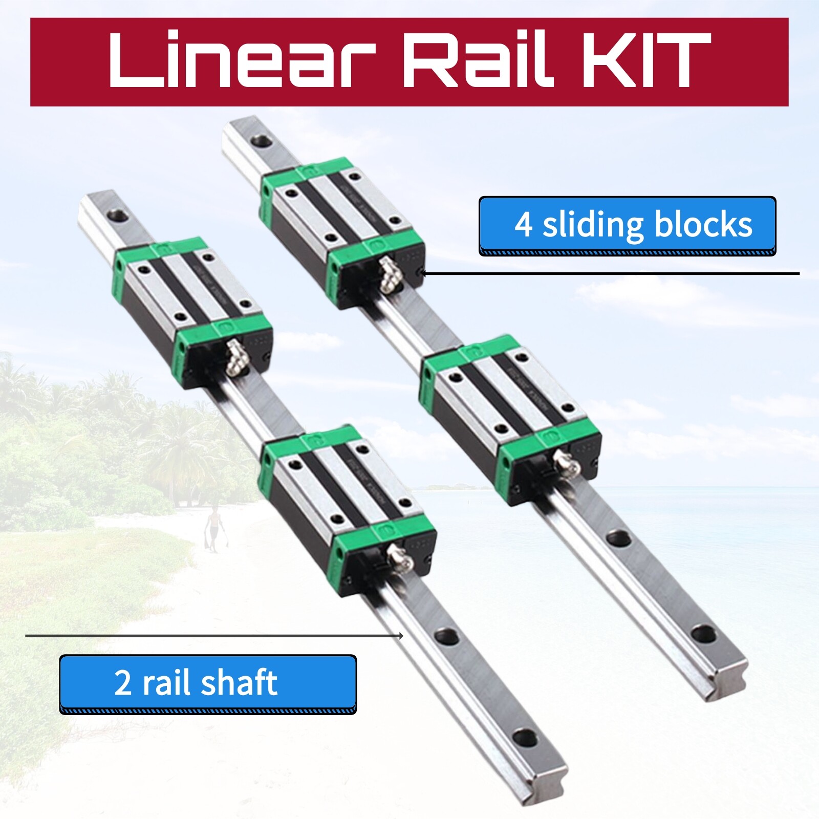2PCS HGR15/HGR20/25 15mm 20mm Linear Rail Guide+4PCS HGH15CA / HGH20CA Block CNC