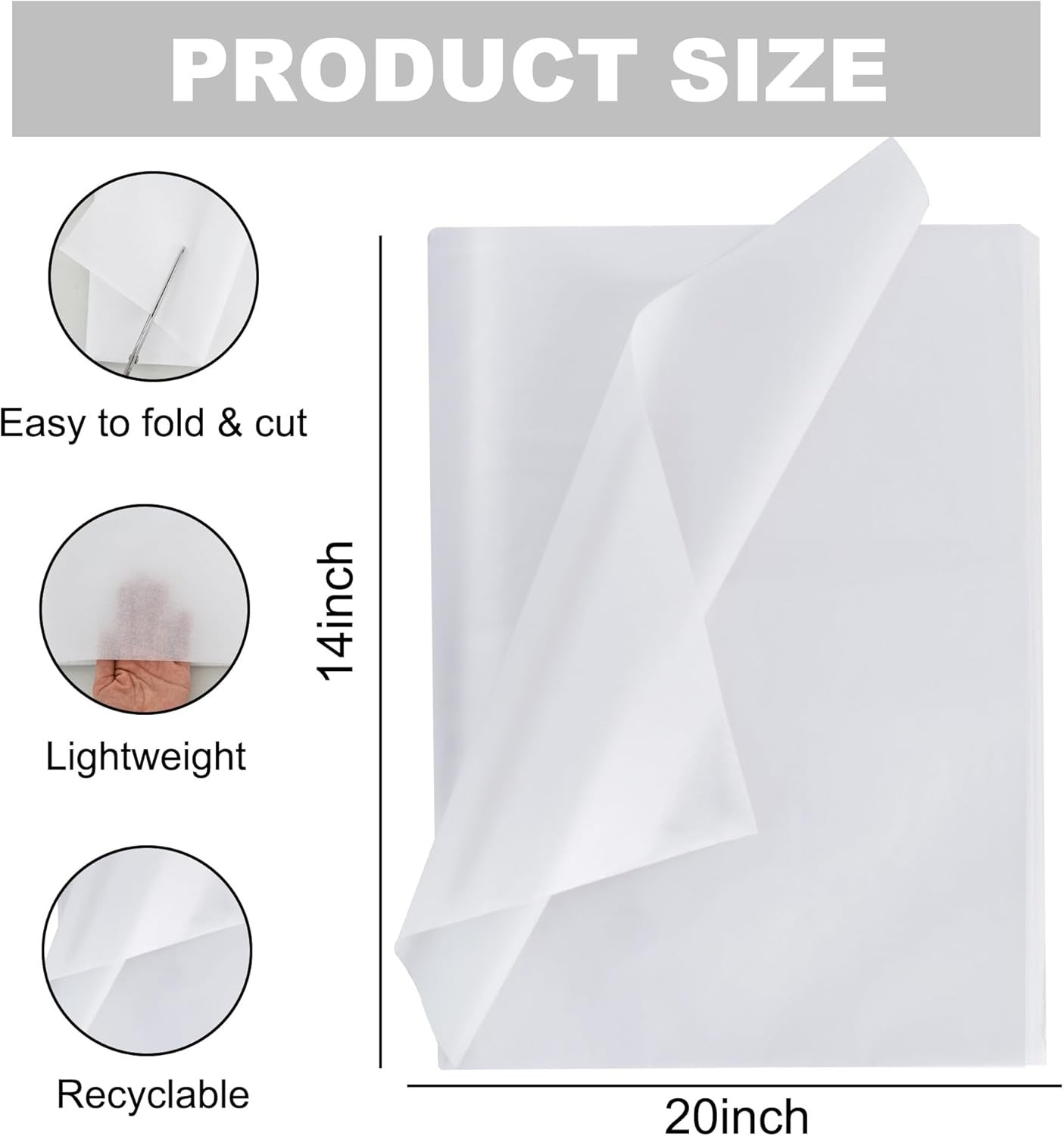 White Tissue Paper 15″ x 20″ 20″ x 30″ Packing Wrapping Cushioning Void Fill