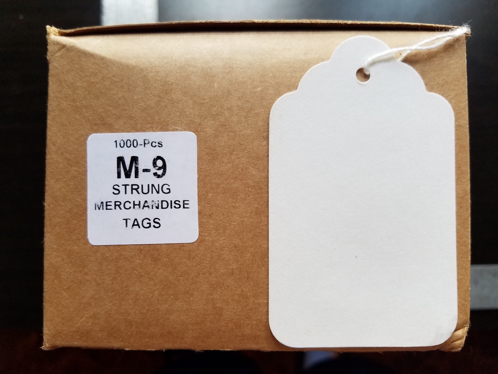 1000 Blank White Merchandise Price Tags with Strings Size #9 Retail Strung Label