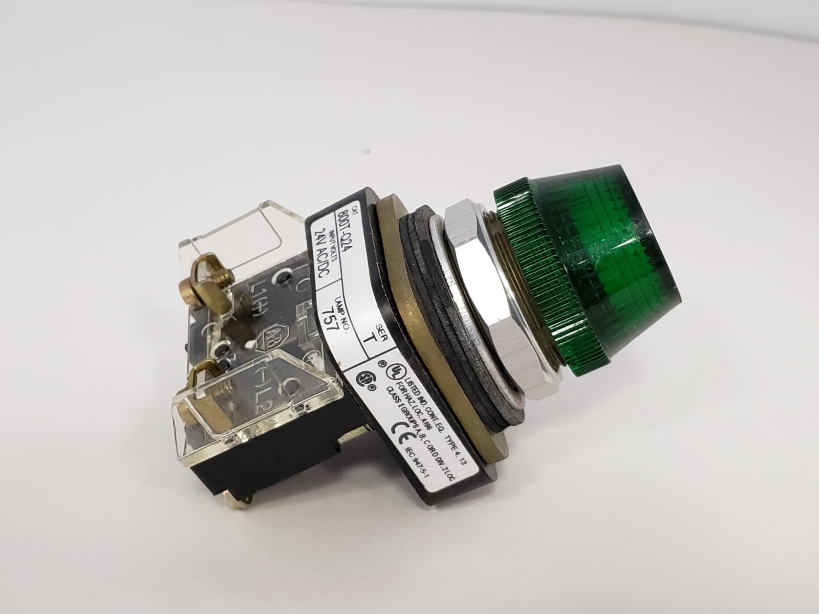 ALLEN BRADLEY 800T-Q24G PILOT LIGHT GREEN 24VAC/DC SERIES T