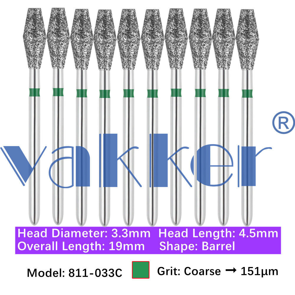 10pc Dental FG Diamond Burs for High Speed Handpiece Barrel Wheel Pear Shape