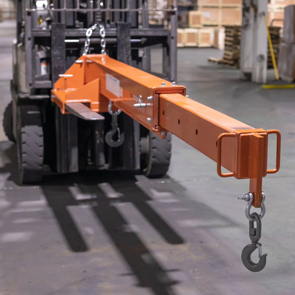 Titan Attachments Fork Mounted Adjustable Hoist Jib Boom Crane, Manual Telescope