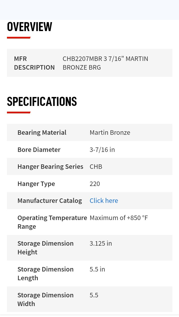Martin CHB2207MBR Conveyor Hanger Bearing 3 7/16 in