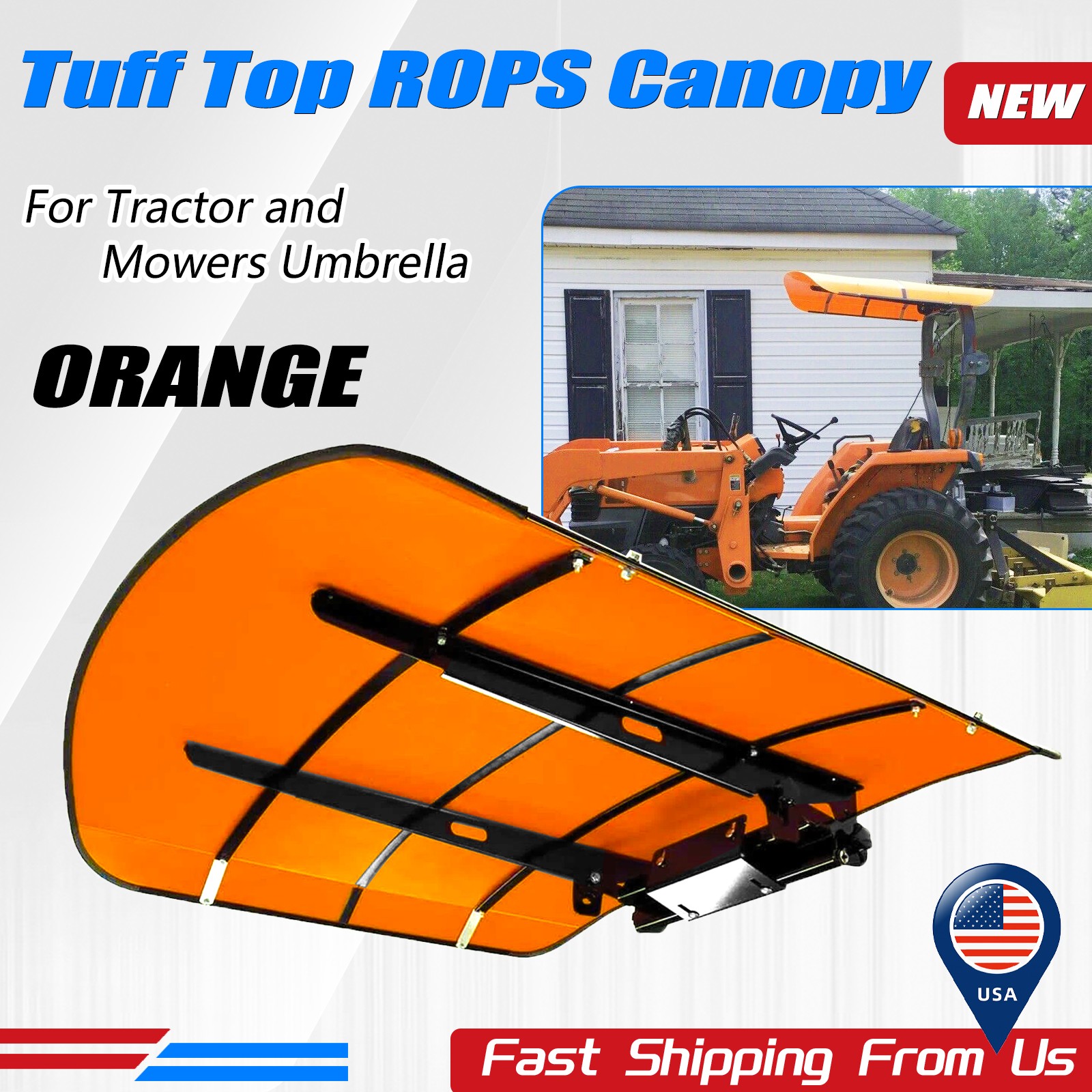 Tractor Canopy For Tractors Mowers ROPS Replace for Tuff Top 52″x52″ Orange