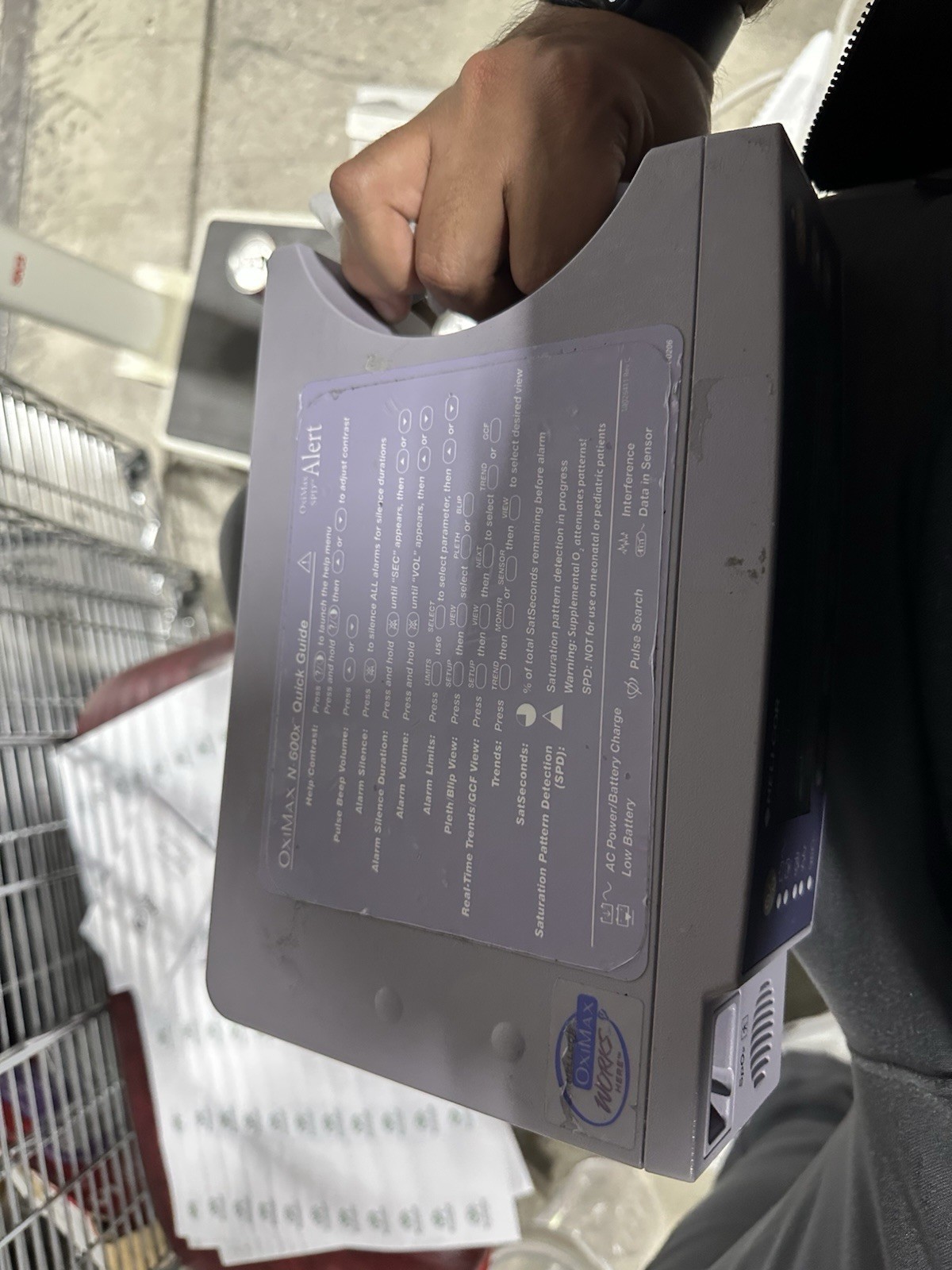 Nellcor OxiMax N-600x SpO2 Patient Monitor Cart Mounted Digital