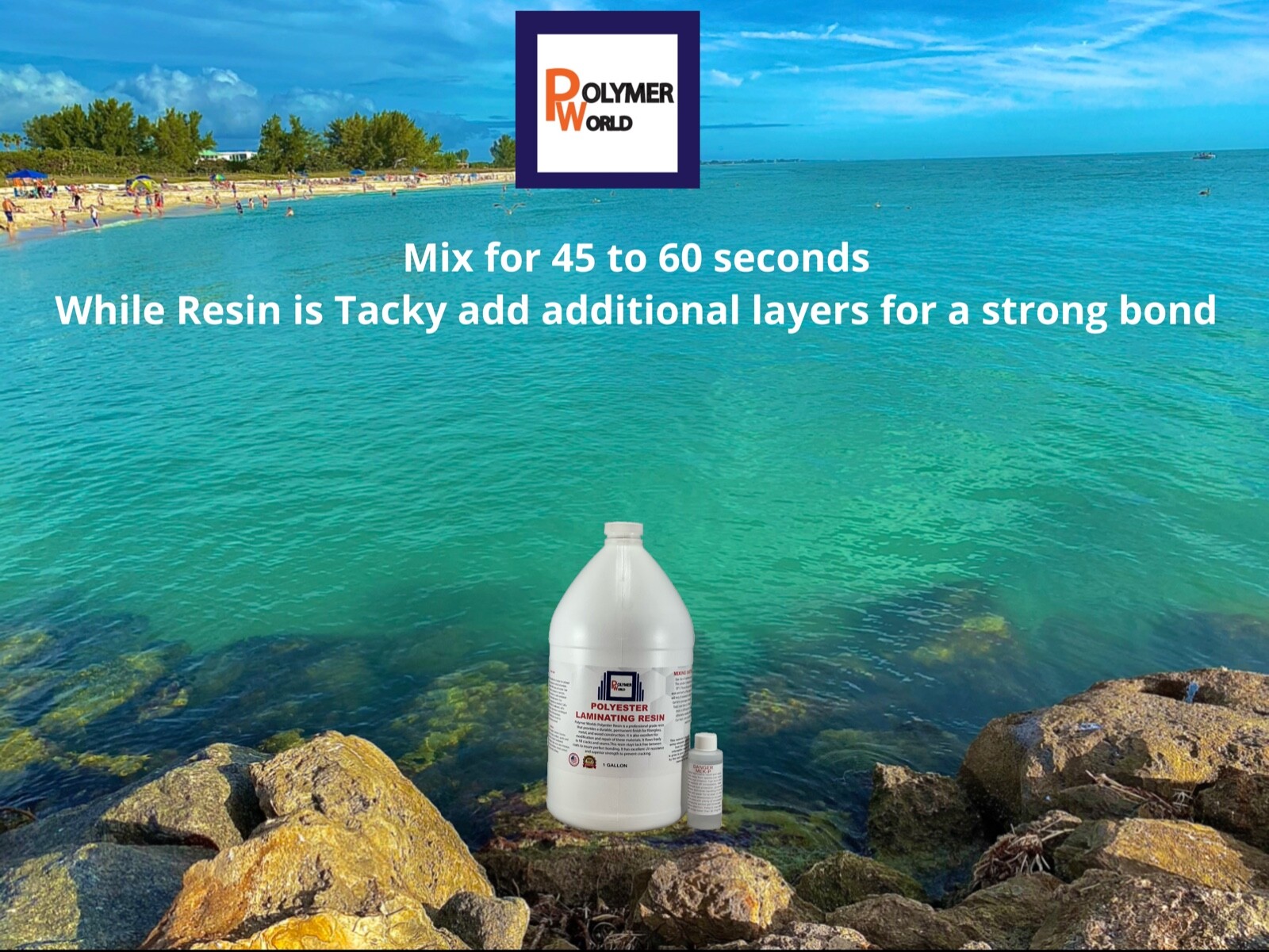 Polymer World Polyester Resin 2 Gal Kit For Boats RV’s Canoes Fiberglass Autos