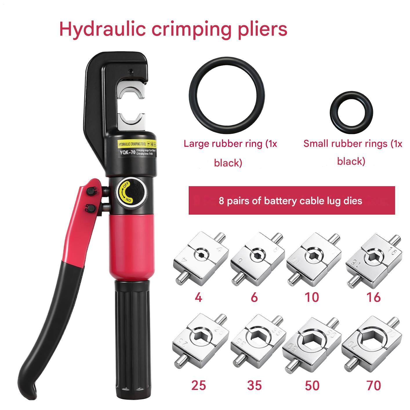 8T Hydraulic Wire Crimper Crimping Tool Battery Cable Lug Terminal W/8 Dies