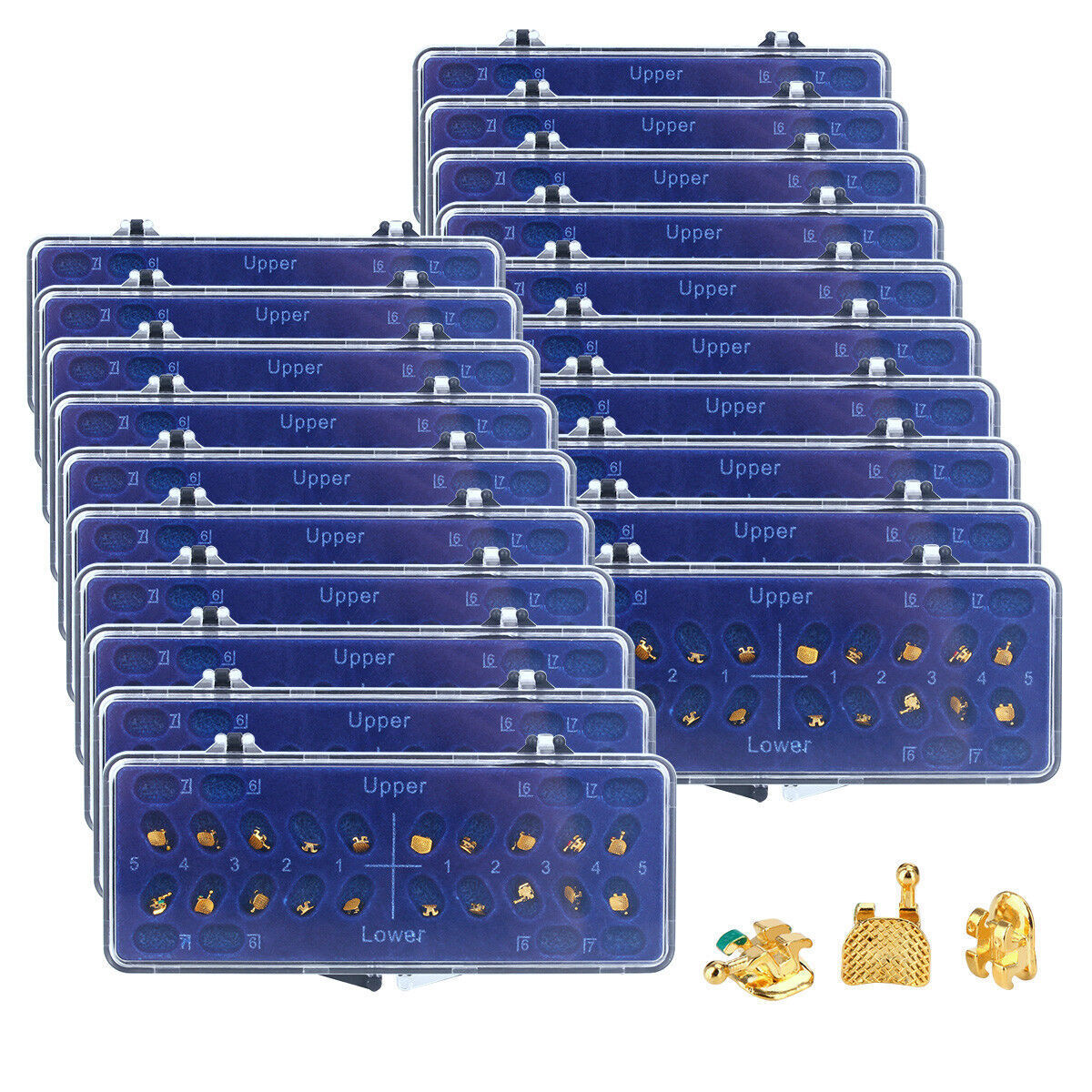 Dental Orthodontic Brackets Braces 24K Gold Plated Mini Roth 0.022 hooks 345