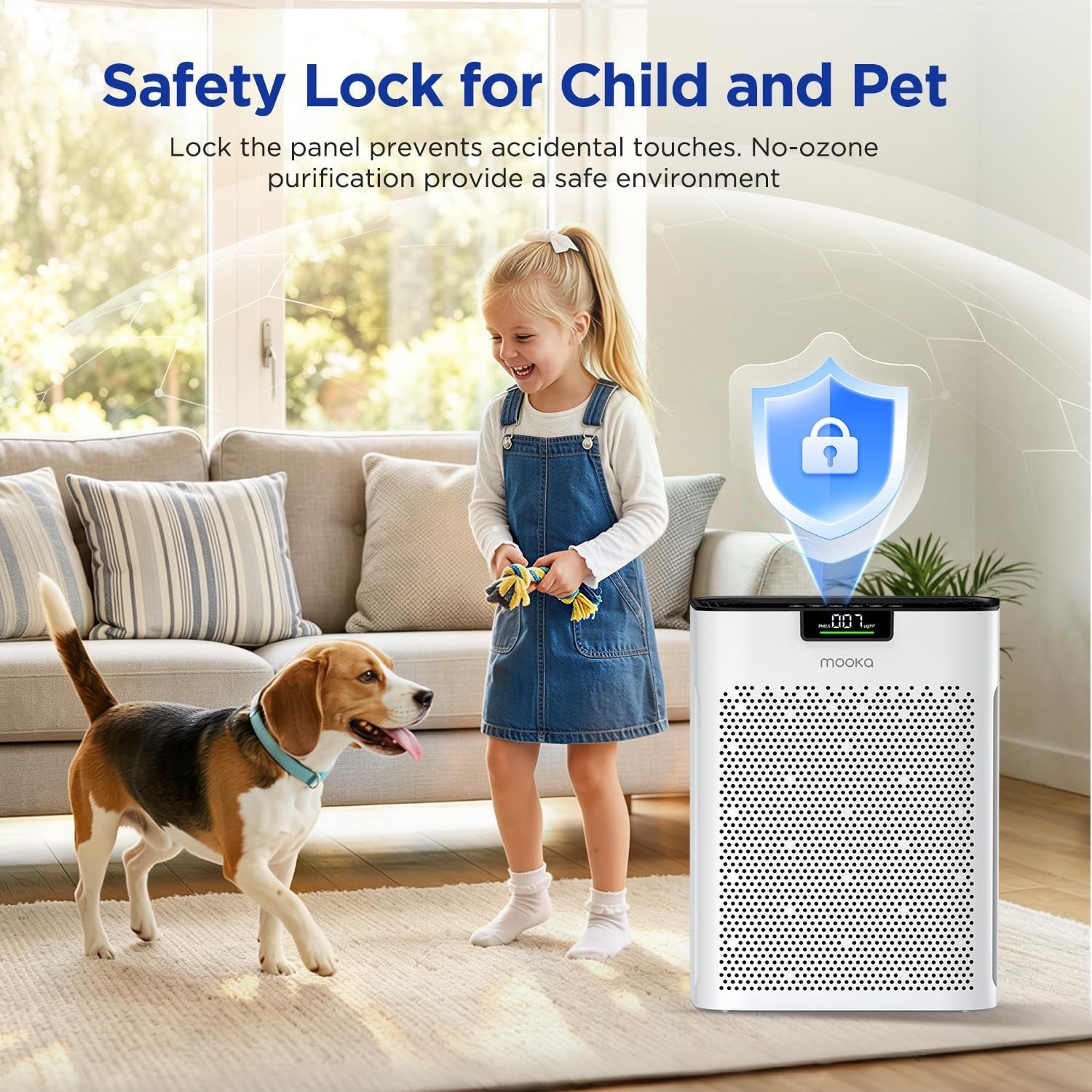 Air Purifier for Home Bedroom Large Room 2200 Ft², MOOKA H13 HEPA Air Clean