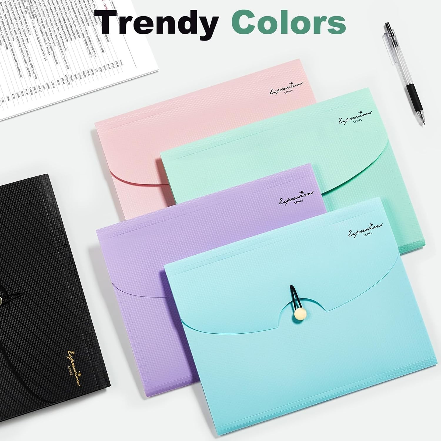 Expanding File Folder with Bungee Closure – Lightweight Green Design