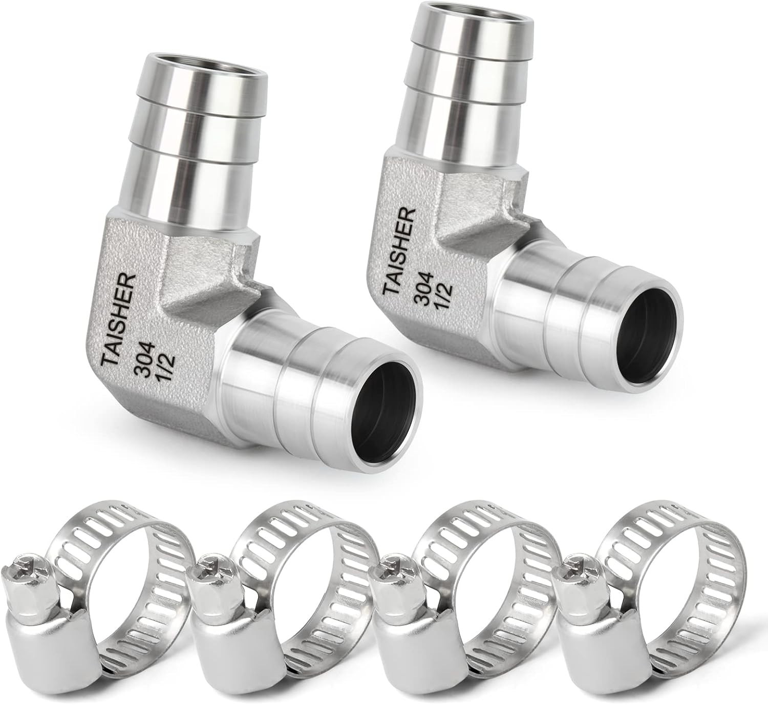 2PCS 304 Stainless Steel 90 Degree Elbow Hose Barb Fittings 1/2″ Barb x 1/2″ …