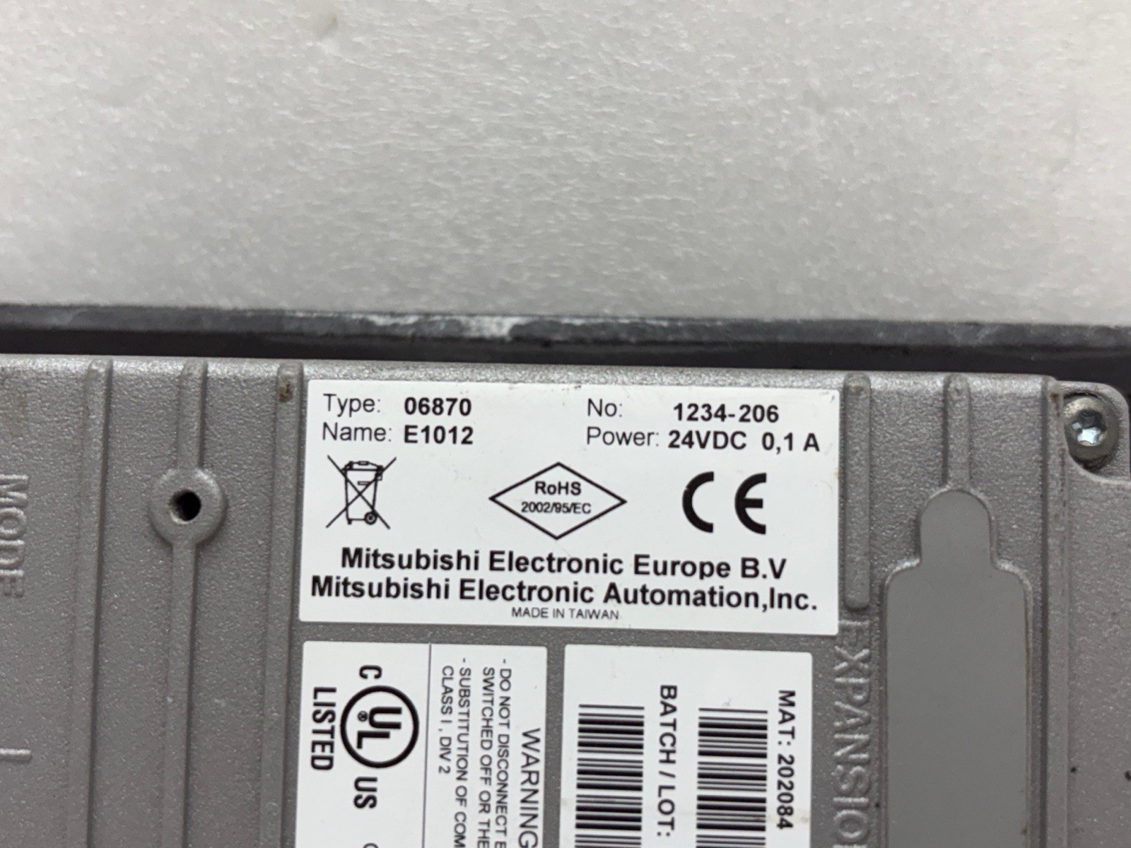 Mitsubishi Beijer E1012 HMI Operator Panel Type 06870