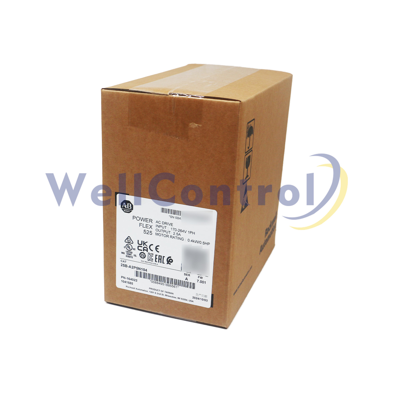 2025 Brand New 25B-A2P5N104 Allen Bradley PowerFlex 525 0.4kW (0.5Hp) AC Drive