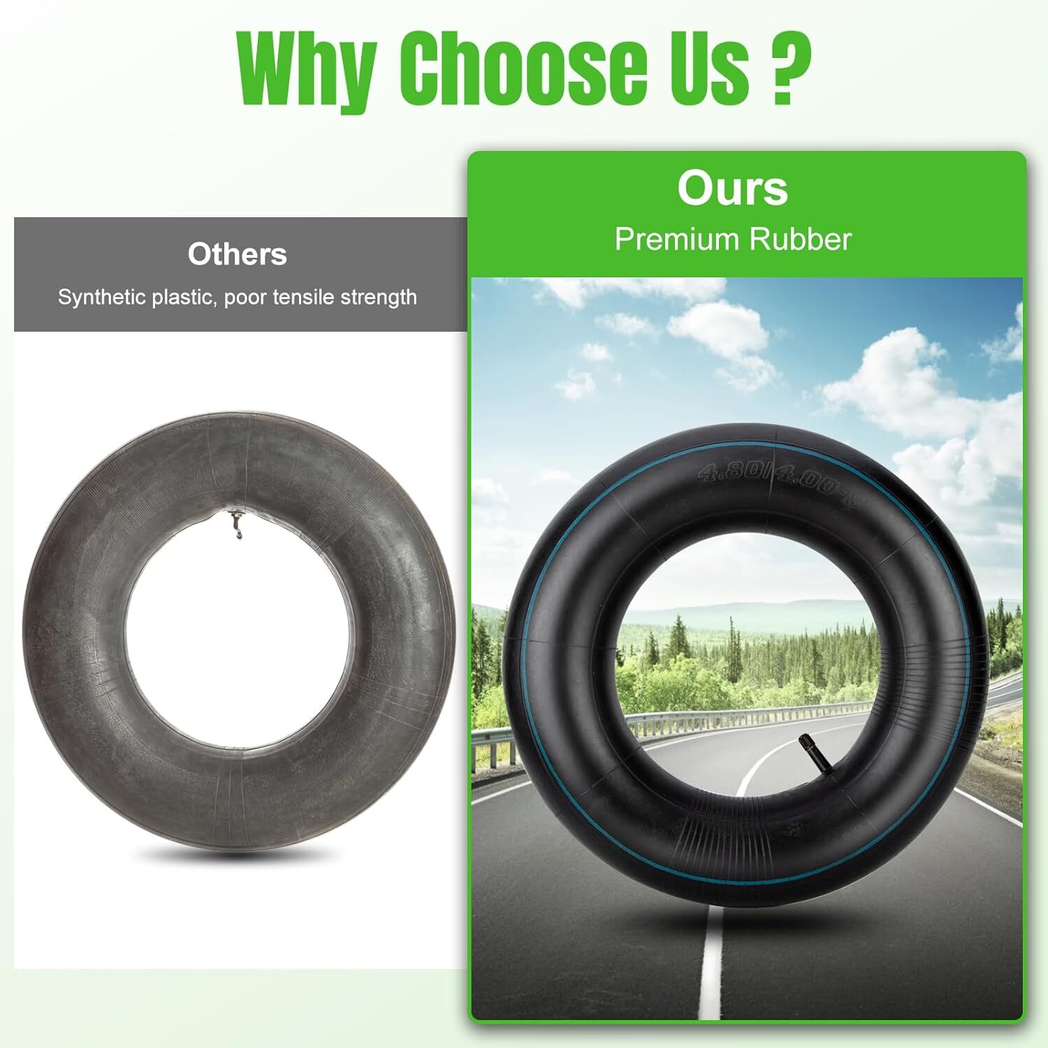 2Pcs 4.80/4.00-8″ Replacement Tire Inner Tube with Straight Valve Stem for ATVs