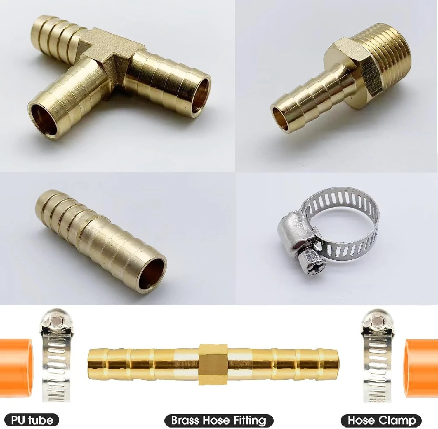 82 Pcs Brass Hose Barb Fittings Assortment Kits 1/8″ 3/16″ 1/4″ 5/16″ 3/8″ 1/2″