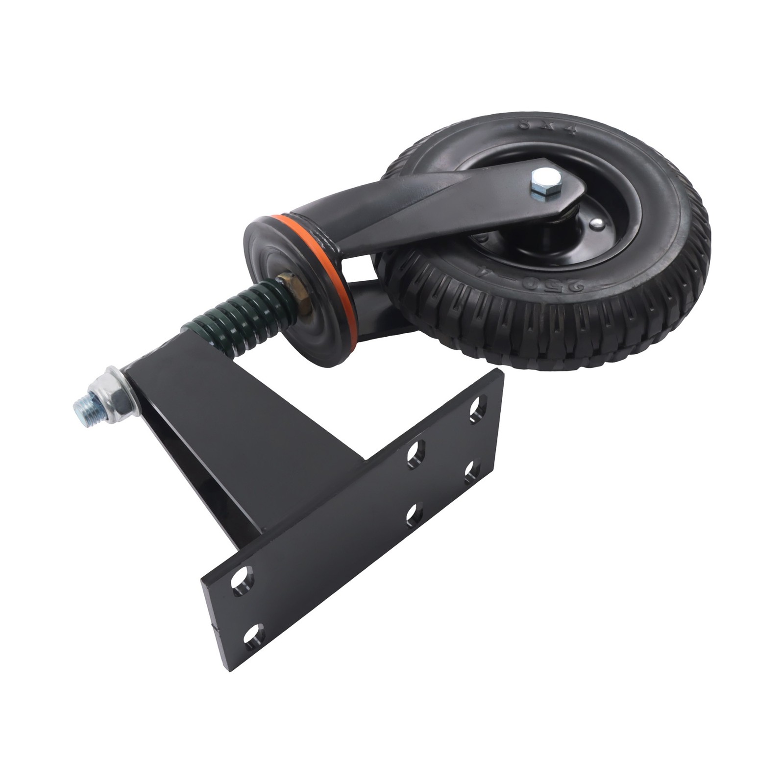 2 Pcs Gate Casters 8″ Heavy Duty (Straight/U-Bolt) Spring-Loaded 600Lbs Caster