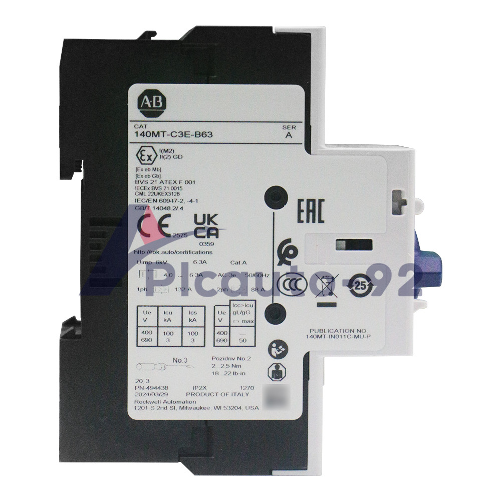 Allen Bradley 140MT-C3E-B63 C Frame, 4 – 6.3A,Motor Protection Circuit Breaker