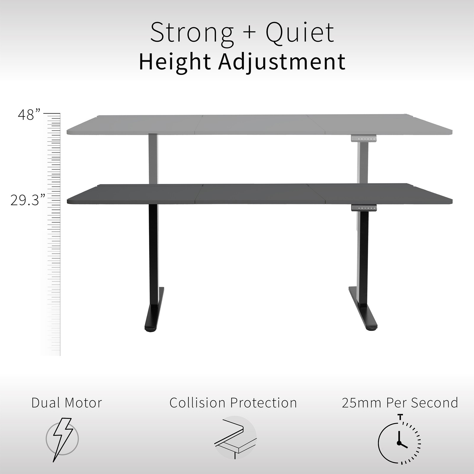 VIVO Electric 71″ x 30″ Desk, Full Pad, Black Hidden Cable Tabletop, Black Frame