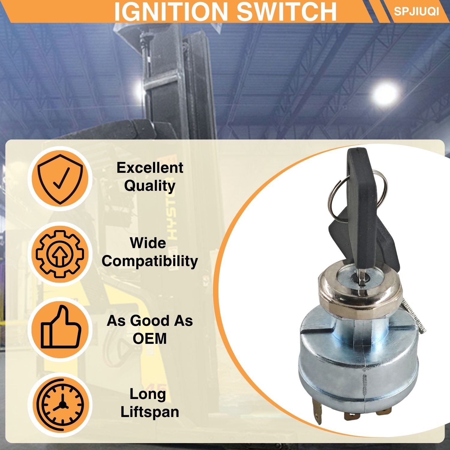 3 Position Ignition Switch w/key for Pollak Clark Forklifts Hyster
