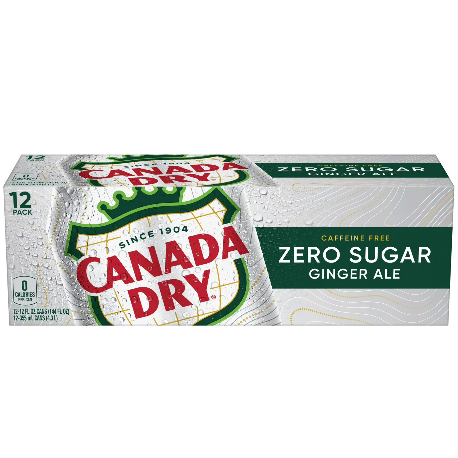 Canada Dry Caffeine Free Zero Sugar Ginger Ale Soda Pop, 12 fl oz, 12 Pack Cans