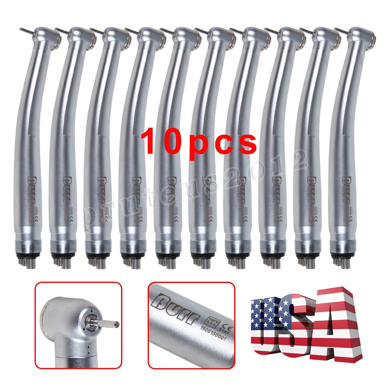 10pcs NSK PANA MAX Style Dental High Speed Handpiece Turbine Push Button 4 Hole