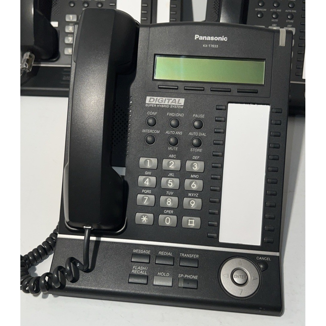 Lot of 3 Panasonic KX-T7633 Digital + KX-T7603 Add-On Key Module Telephone Black