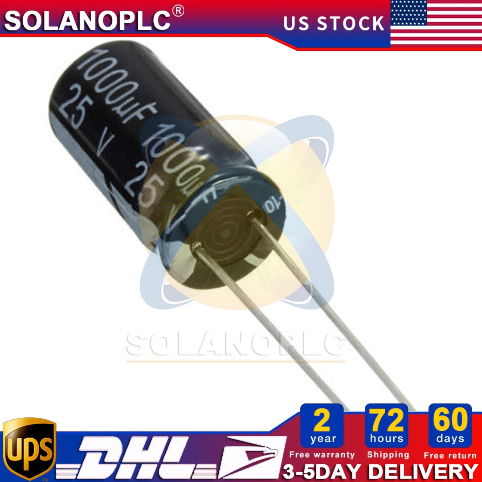 5pcs 1000uF 25V Electrolytic Capacitors Lot CD110