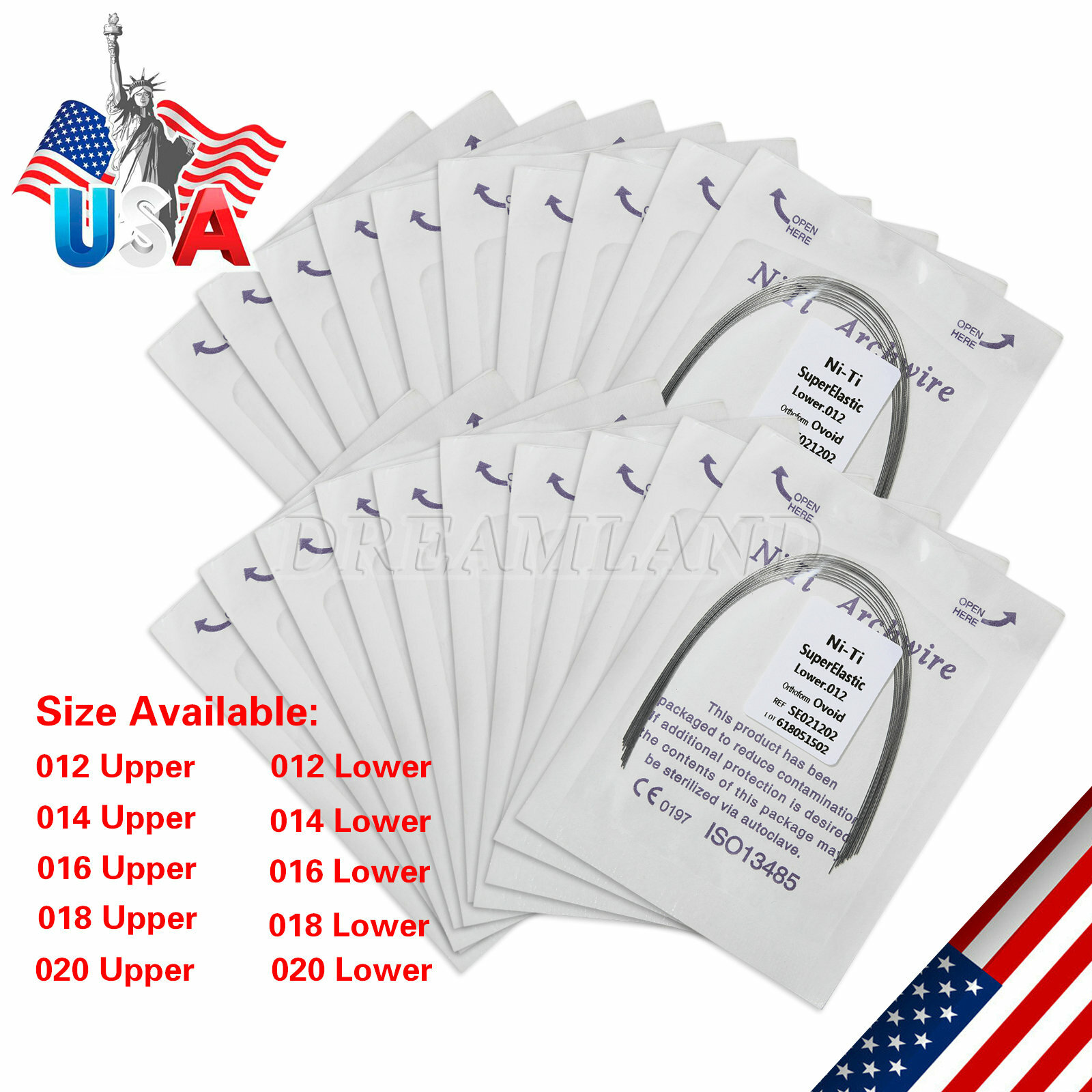 1-50 packs Dental Orthodontic Super Elastic Niti Arch Wire Round Ovoid Form OCA