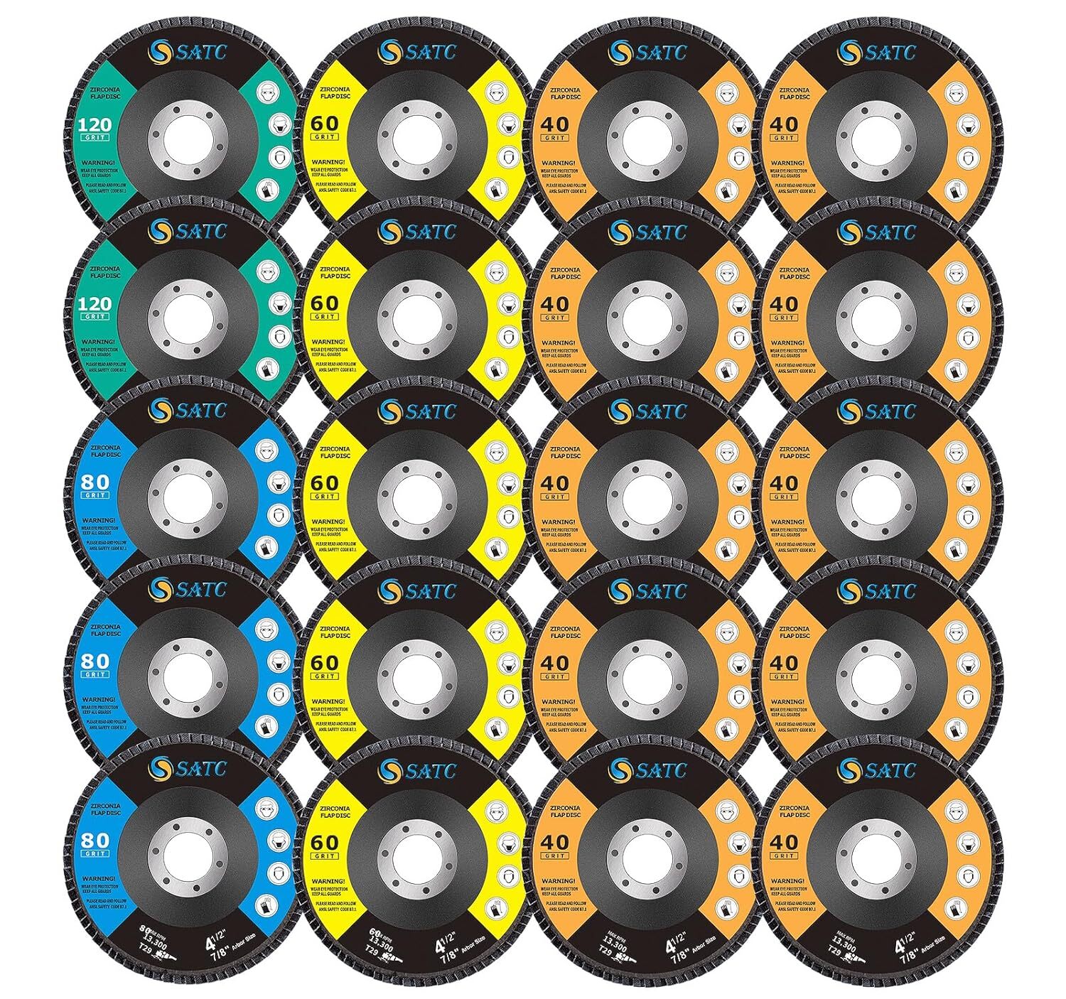 40 Pack 4.5″ 4-1/2″ Zirconia Flap Disc 40 60 80 120 Grit Sanding Grinding Wheel