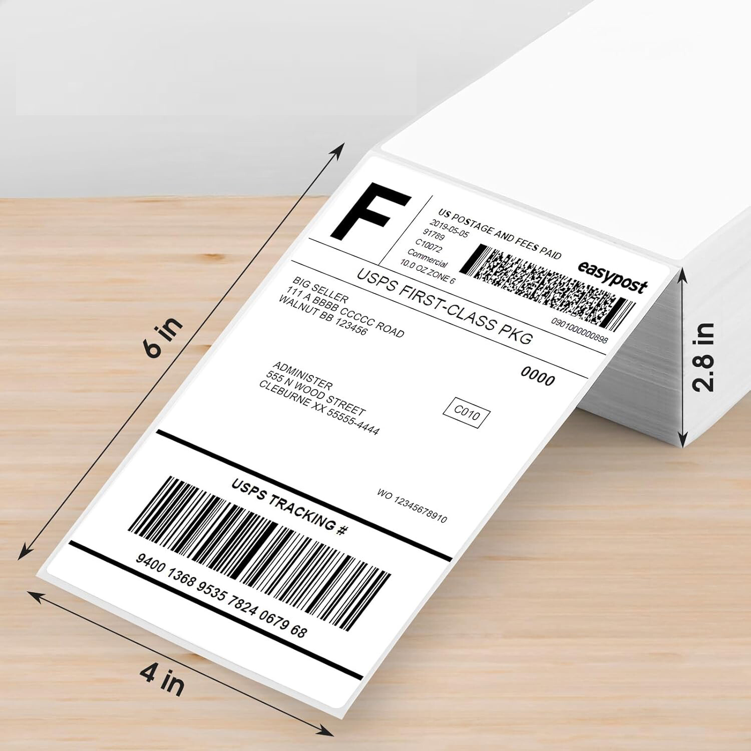 500/Stack 4×6 Fanfold Direct Thermal Shipping Labels Perforated Mailing Labels