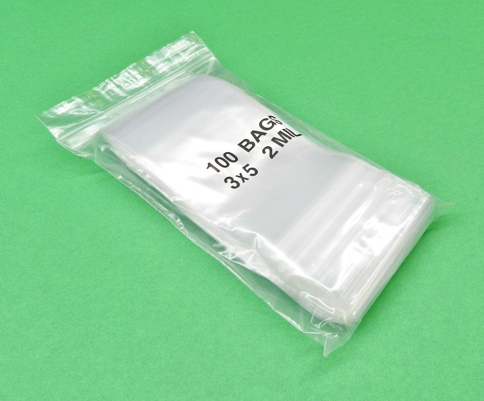 3″ x 5″ Reclosable Bag 100 Clear 2mil Resealable Poly Bags 3×5 2 Mil